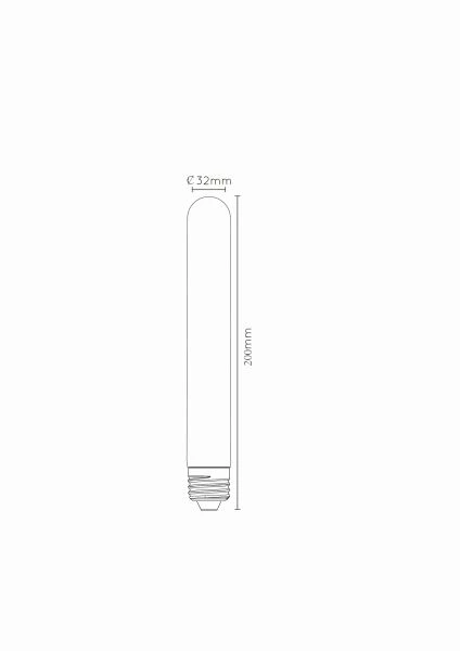 Lucide T32 - Filament lamp - Ø 3,2 cm - LED Dimb. - E27 - 1x4,9W 2200K - Amber - technisch